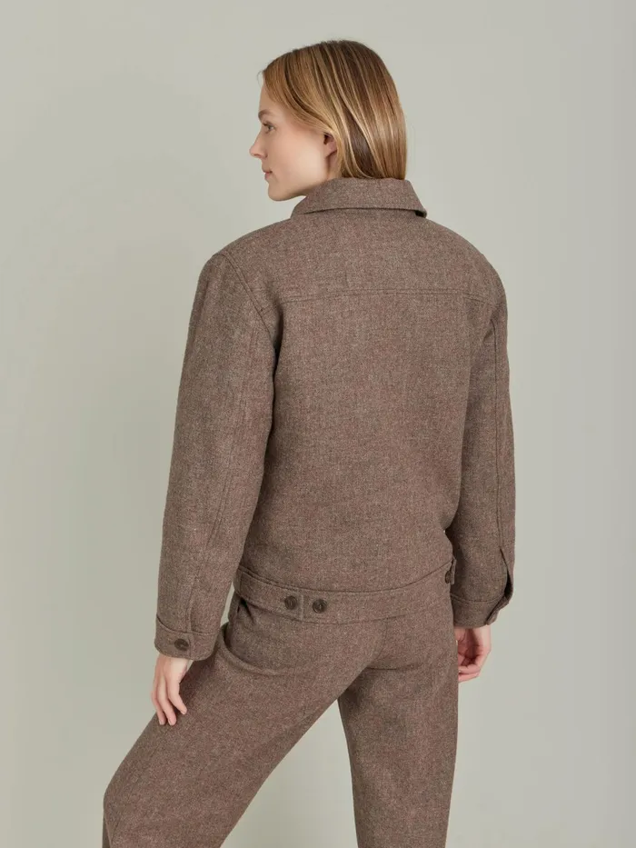 Women Agns B Jackets and Coats Brown Shetland Wool Jacket