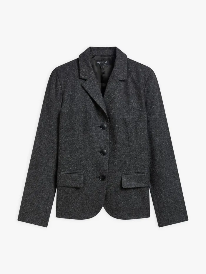 Women Agns B Jackets and Coats Dark Grey Tweed Wool Louisa Jacket