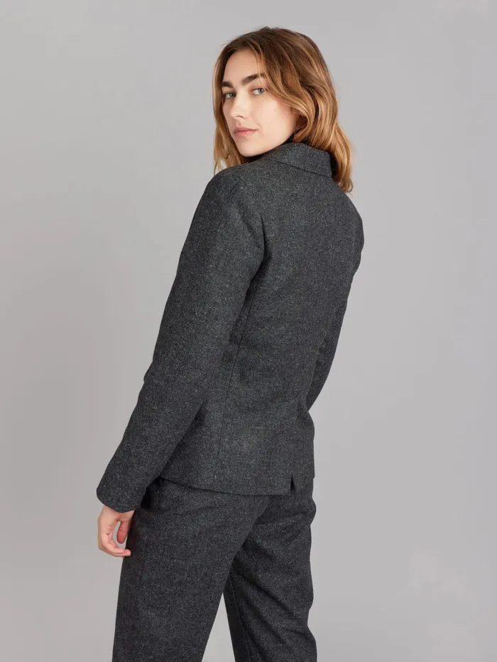 Women Agns B Jackets and Coats Dark Grey Tweed Wool Louisa Jacket