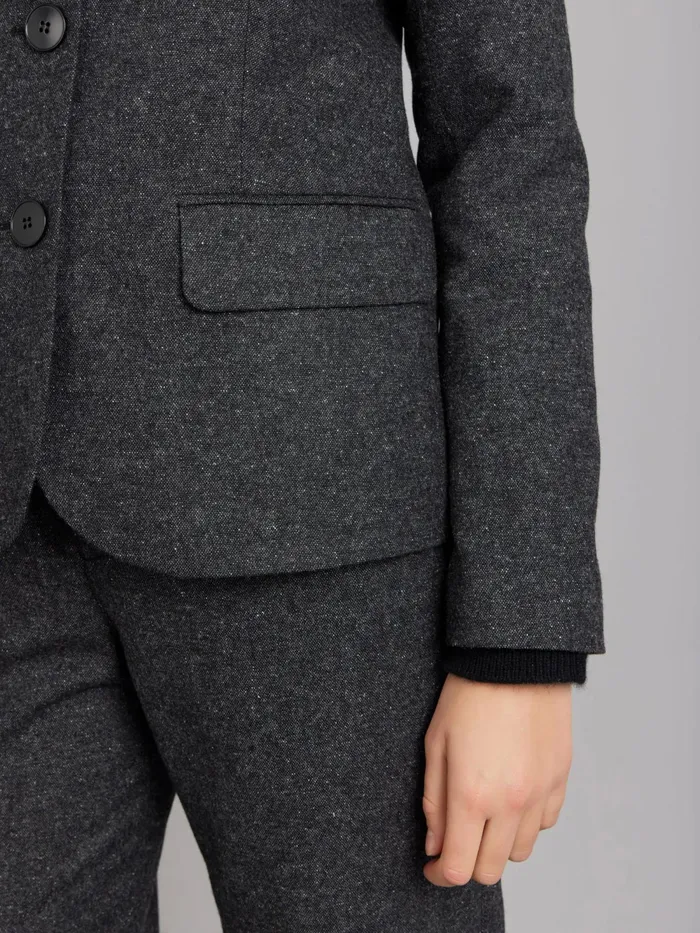 Women Agns B Jackets and Coats Dark Grey Tweed Wool Louisa Jacket