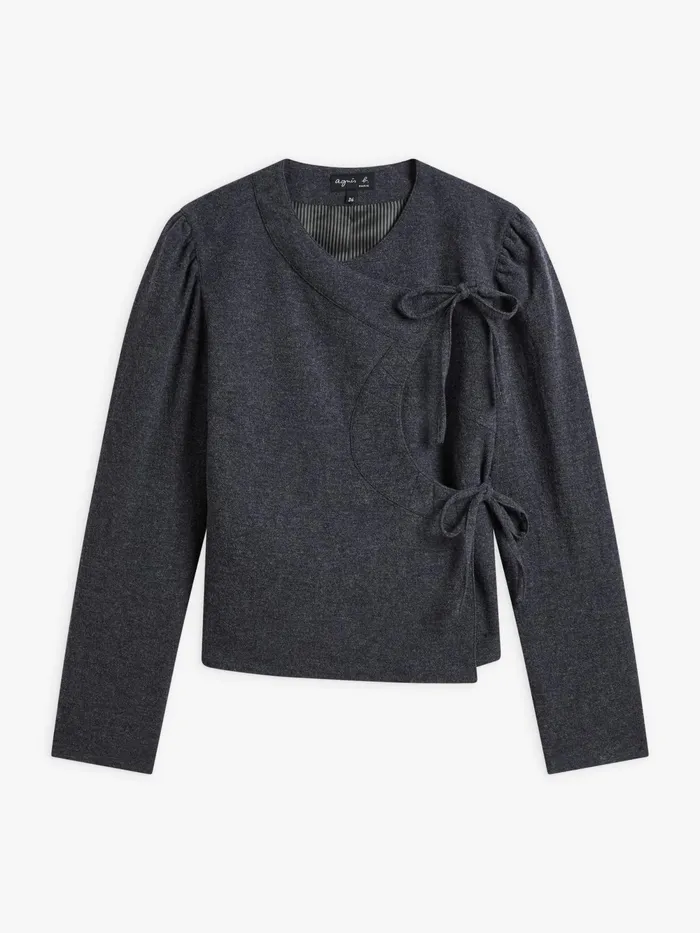 Women Agns B Jackets and Coats Grey Wool Crpe Doublebreasted Jacket