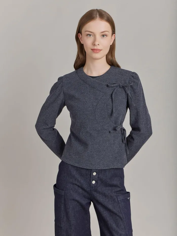 Women Agns B Jackets and Coats Grey Wool Crpe Doublebreasted Jacket