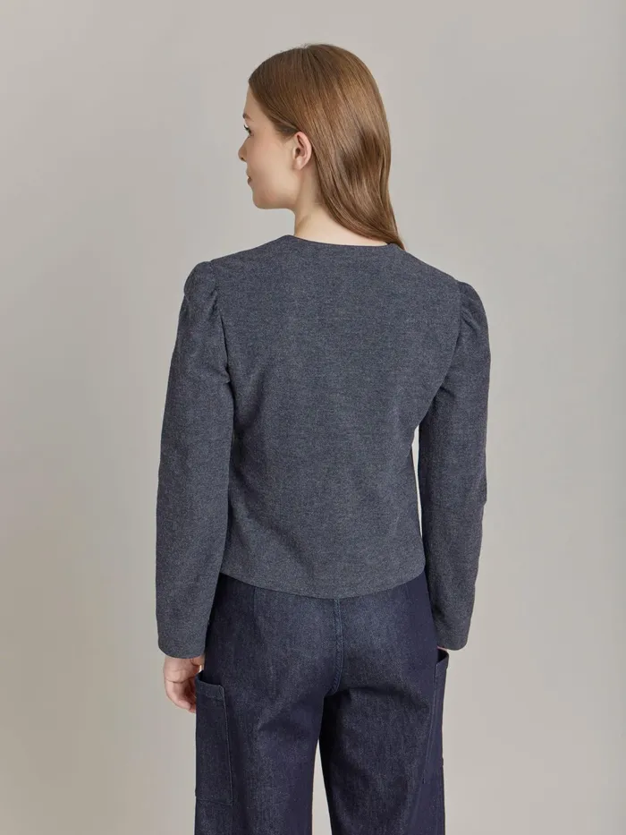 Women Agns B Jackets and Coats Grey Wool Crpe Doublebreasted Jacket