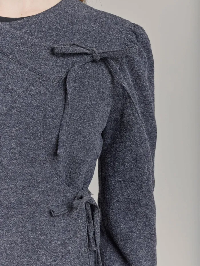 Women Agns B Jackets and Coats Grey Wool Crpe Doublebreasted Jacket