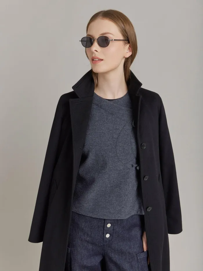 Women Agns B Jackets and Coats Grey Wool Crpe Doublebreasted Jacket
