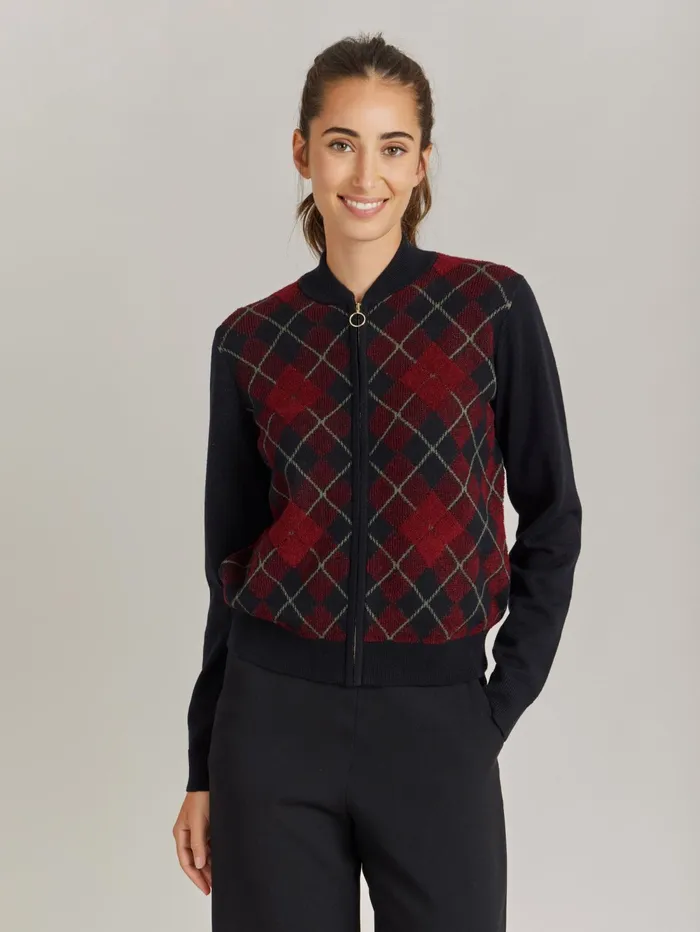 Women Agns B Jackets and Coats Red Wool Jacquard Class Jacket
