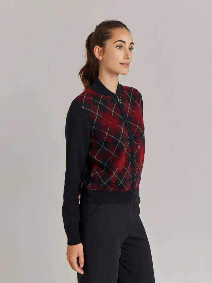 Women Agns B Jackets and Coats Red Wool Jacquard Class Jacket