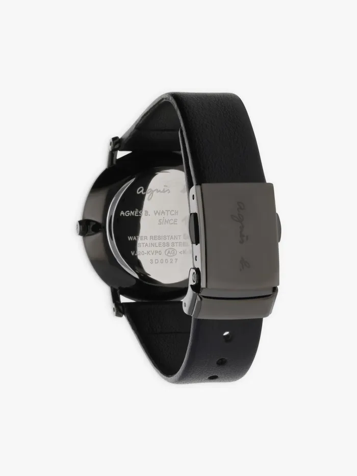 Women Agns B Jewellery and Watches Black Leather Watch Heart