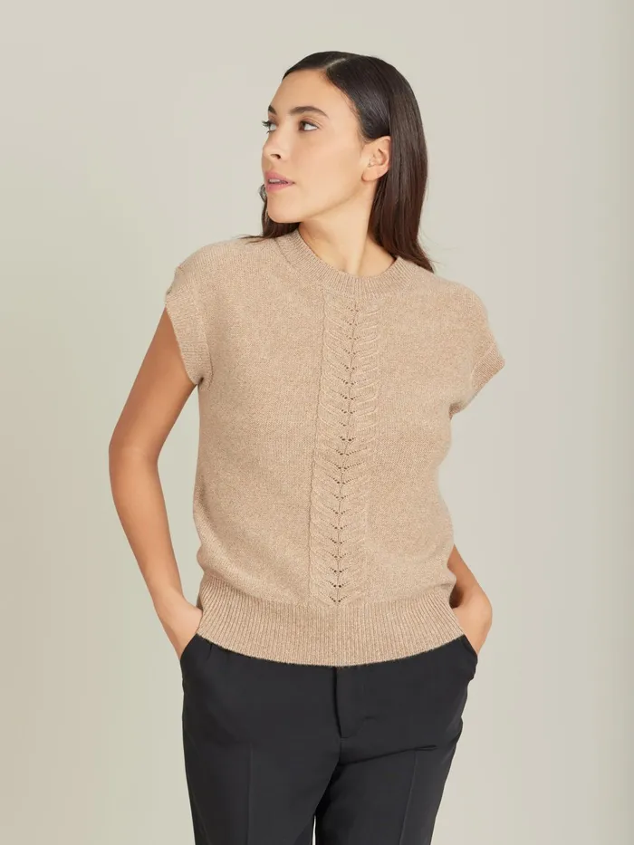 Women Agns B Jumpers Beige Cashmere And Wool Torsade Jumper