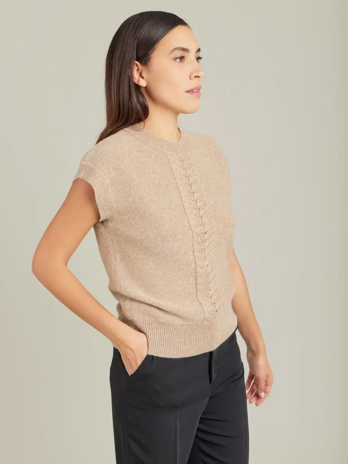 Women Agns B Jumpers Beige Cashmere And Wool Torsade Jumper