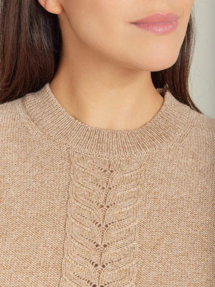 Women Agns B Jumpers Beige Cashmere And Wool Torsade Jumper