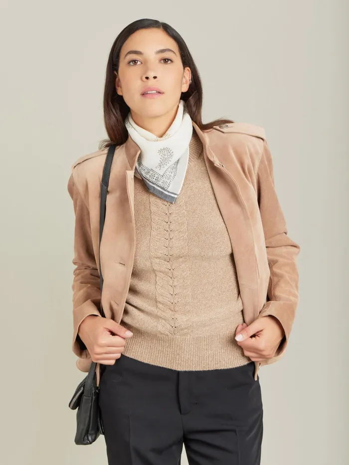 Women Agns B Jumpers Beige Cashmere And Wool Torsade Jumper