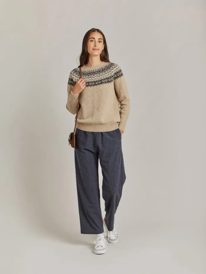 Women Agns B Jumpers Beige Wool Jacquard Scotland Jumper
