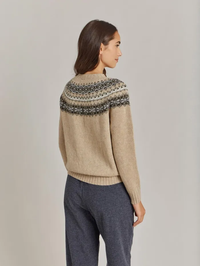 Women Agns B Jumpers Beige Wool Jacquard Scotland Jumper