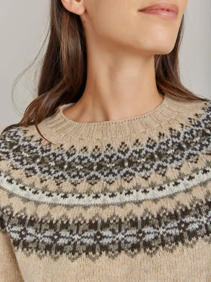 Women Agns B Jumpers Beige Wool Jacquard Scotland Jumper