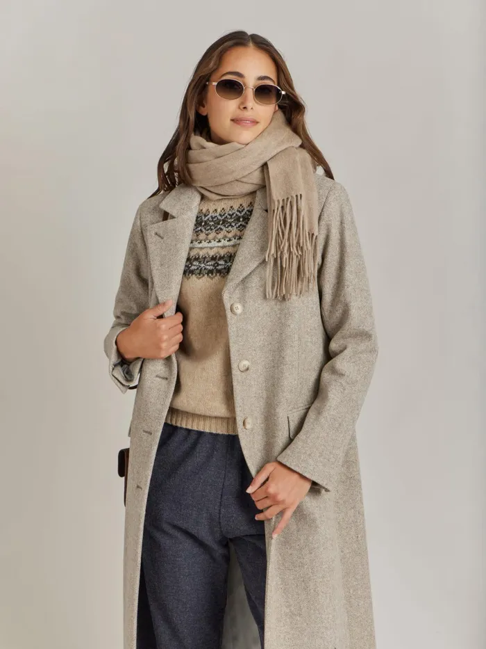 Women Agns B Jumpers Beige Wool Jacquard Scotland Jumper