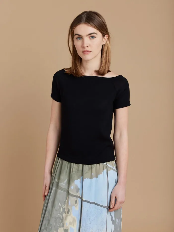 Women Agns B Jumpers Black Cotton Boat Neck Minnie Jumper