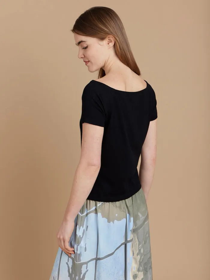 Women Agns B Jumpers Black Cotton Boat Neck Minnie Jumper