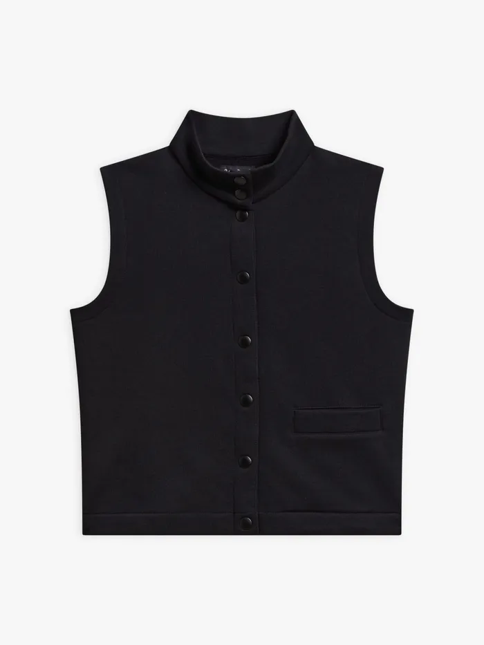Women Agns B Jumpers Black Cotton Fleece Yvan Sleeveless Cardigan