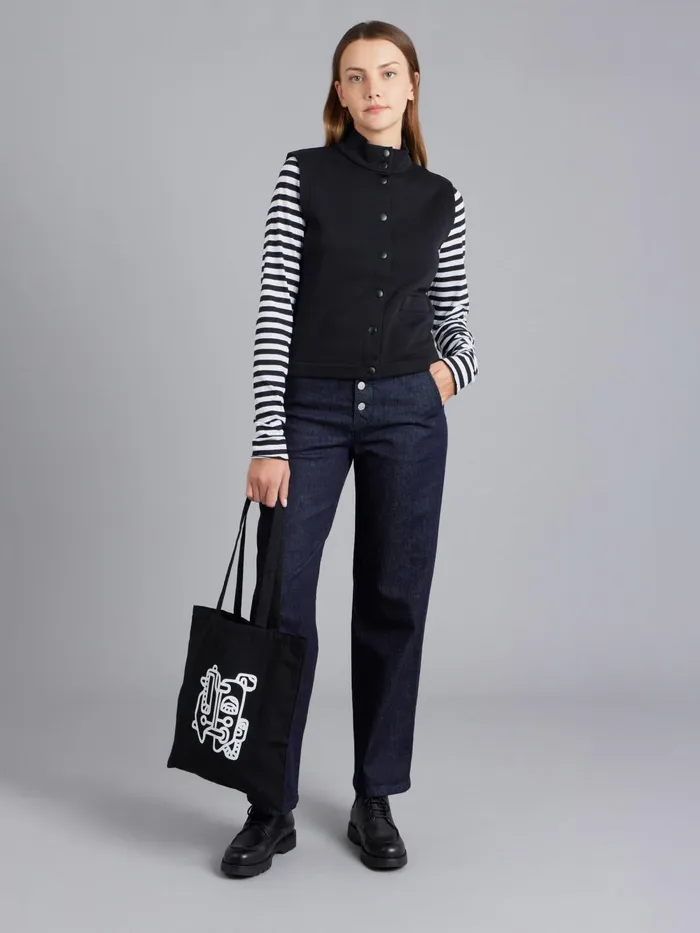 Women Agns B Jumpers Black Cotton Fleece Yvan Sleeveless Cardigan