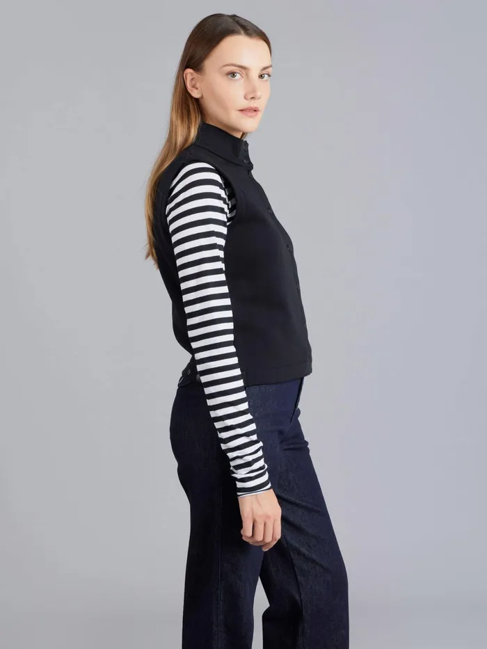 Women Agns B Jumpers Black Cotton Fleece Yvan Sleeveless Cardigan