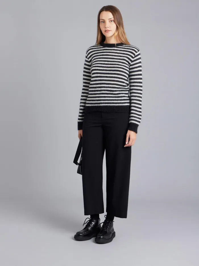 Women Agns B Jumpers Black Mohair Striped Sweater