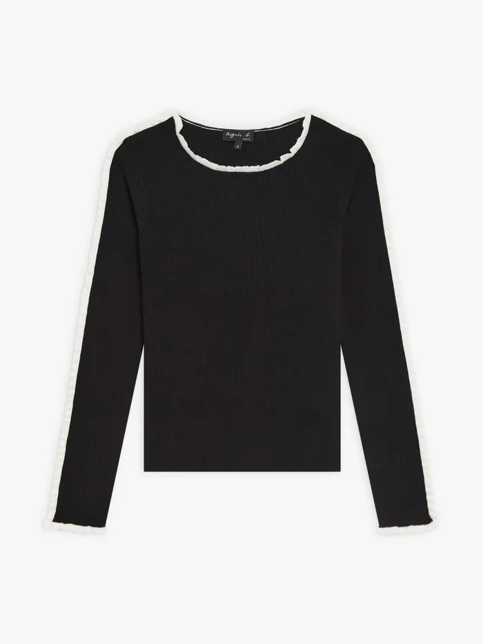 Women Agns B Jumpers Black Wool Ribbed Rigolo Jumper