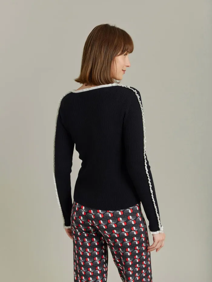 Women Agns B Jumpers Black Wool Ribbed Rigolo Jumper