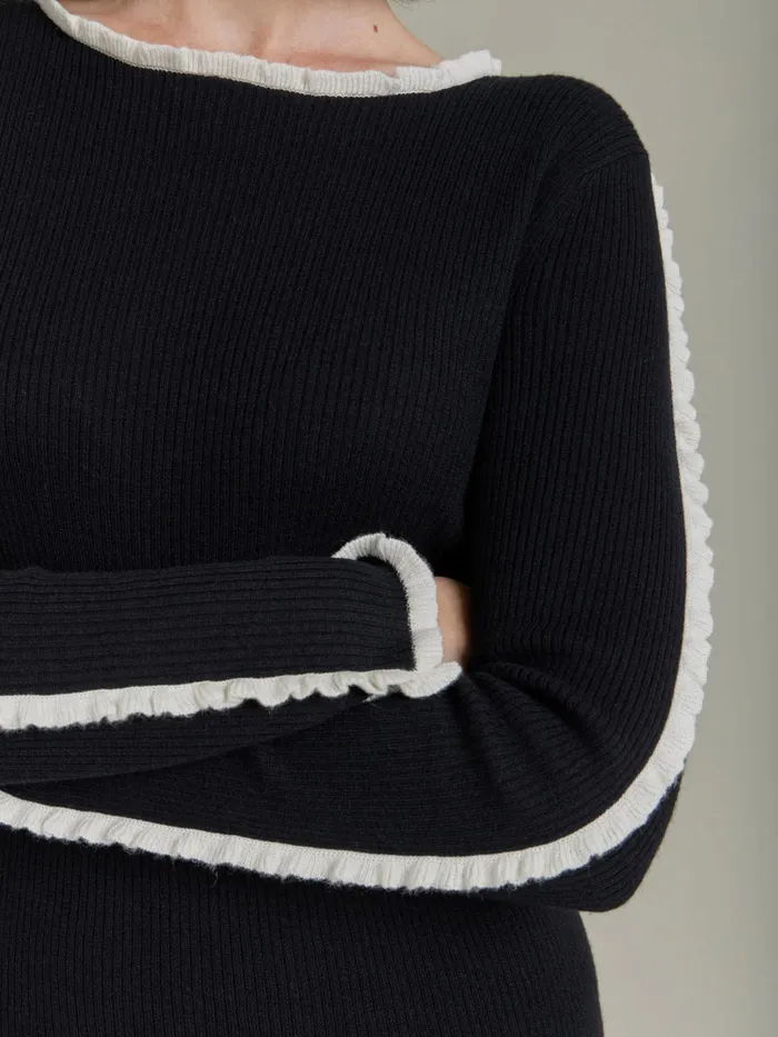 Women Agns B Jumpers Black Wool Ribbed Rigolo Jumper