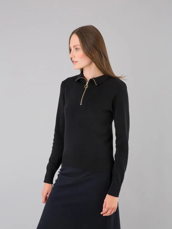 Women Agns B Jumpers Black Zip Cotton Sweatshirt