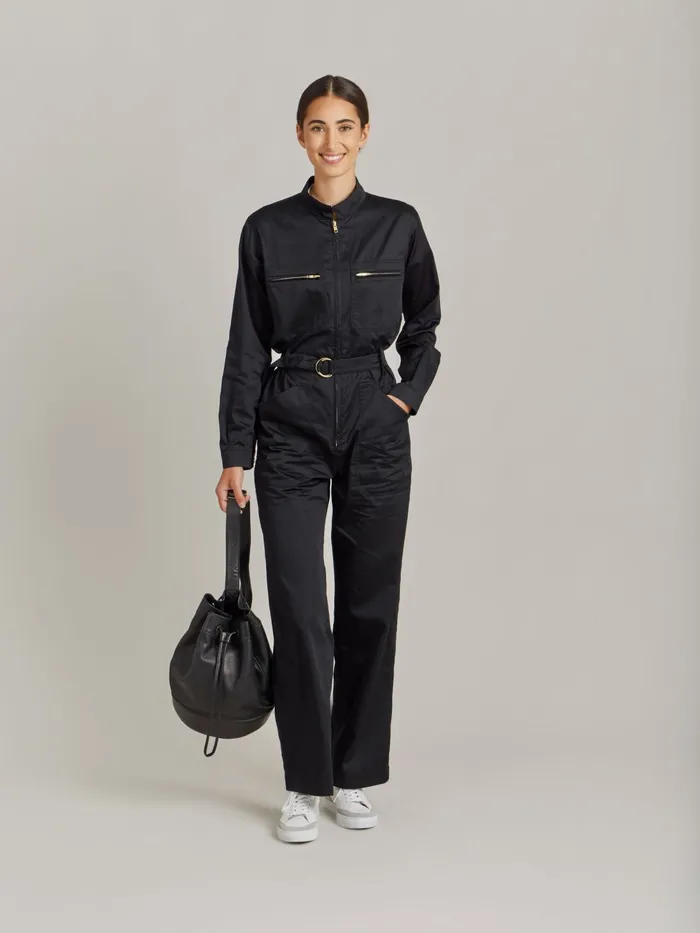 Women Agns B Jumpsuits Black Cotton Satin Jumpsuit