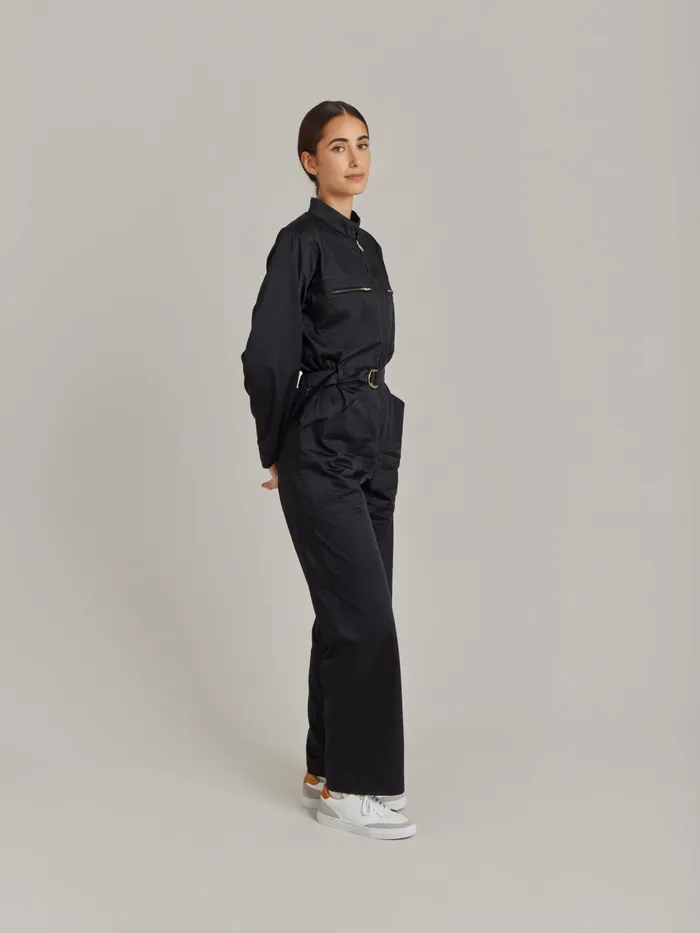 Women Agns B Jumpsuits Black Cotton Satin Jumpsuit