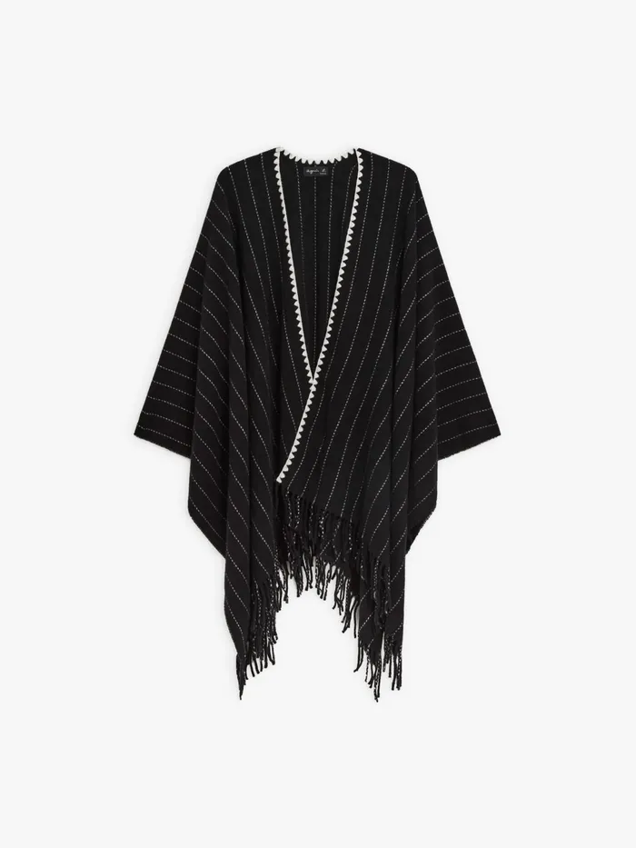 Women Agns B Scarves Black Wool Este Poncho