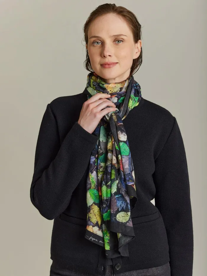 Women Agns B Scarves Feuilles Woollen Scarf With Leaf Print