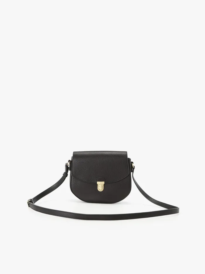 Women Agns B Shoulder Bags Black Grained Leather Horizontal Bag