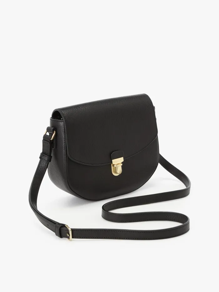 Women Agns B Shoulder Bags Black Grained Leather Horizontal Bag