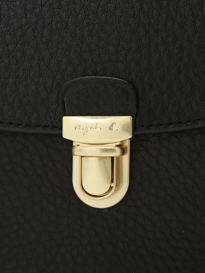 Women Agns B Shoulder Bags Black Grained Leather Horizontal Bag