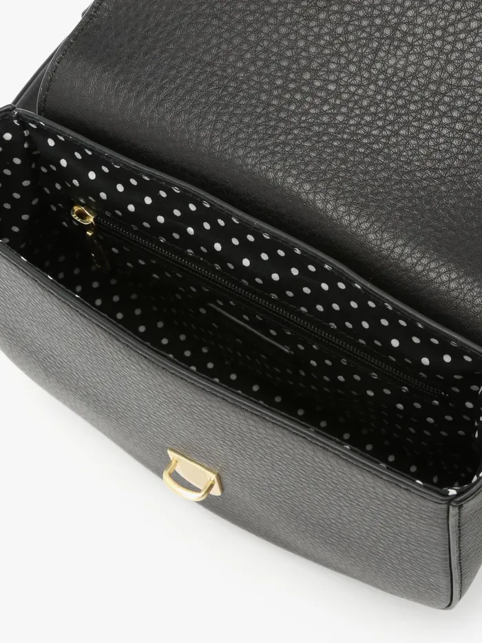 Women Agns B Shoulder Bags Black Grained Leather Horizontal Bag