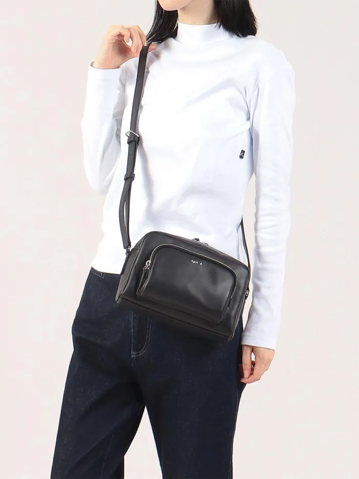 Women Agns B Shoulder Bags Black Leather Shoulder Bag