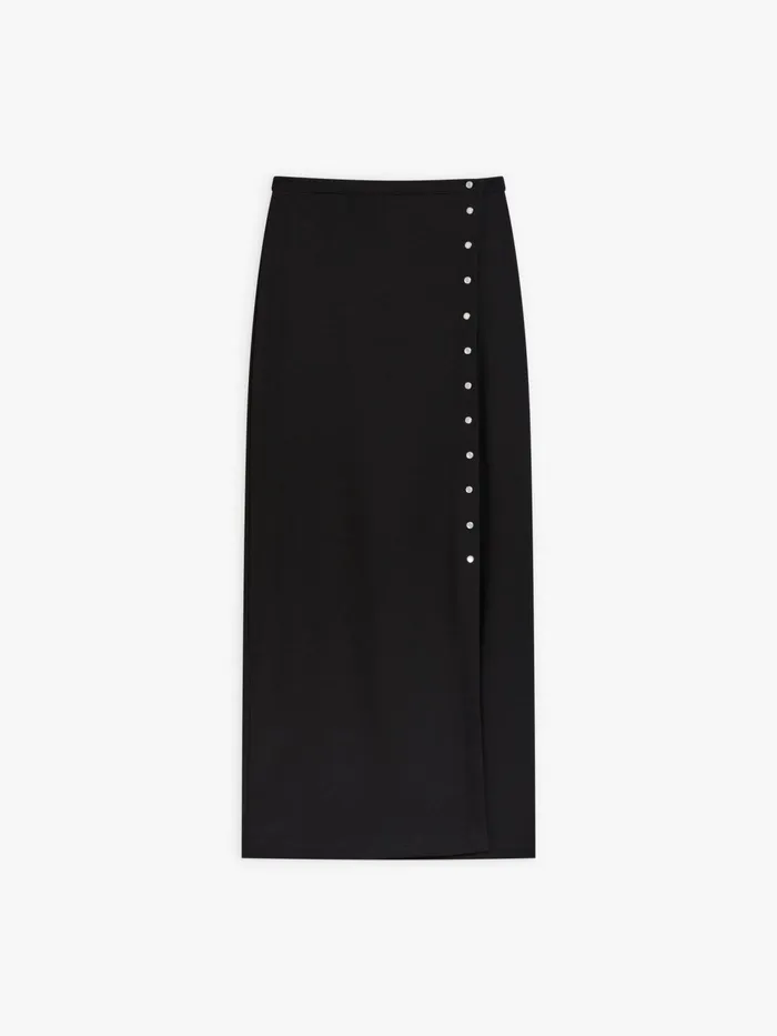 Women Agns B Skirts and Shorts Black Milano Viscose Snaps Skirt