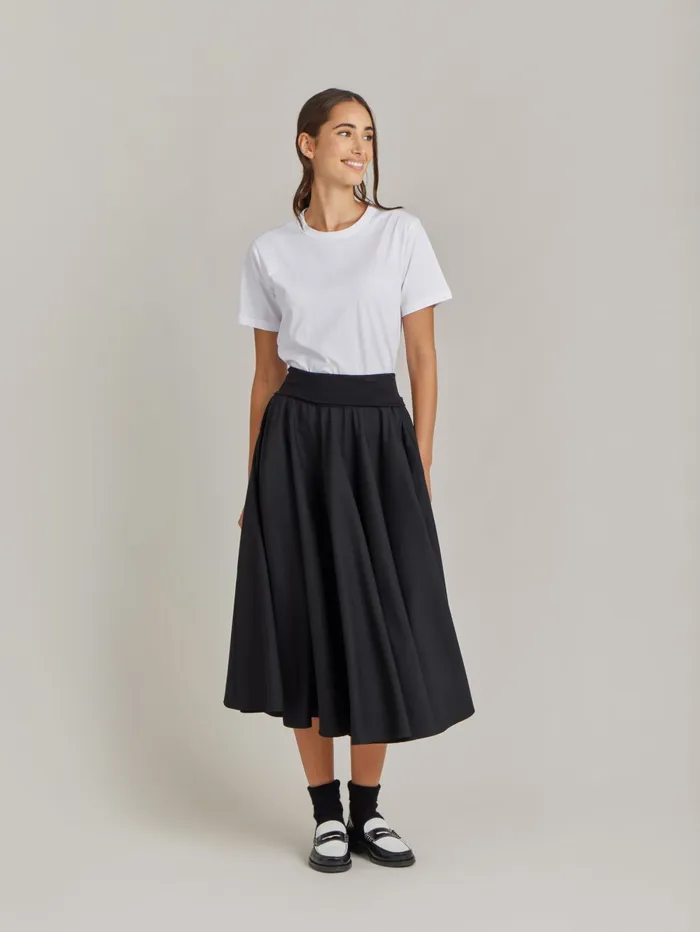 Women Agns B Skirts and Shorts Black Worsted Wool Tabou Skirt