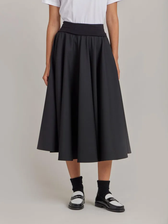 Women Agns B Skirts and Shorts Black Worsted Wool Tabou Skirt