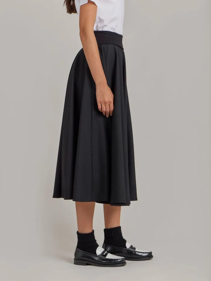Women Agns B Skirts and Shorts Black Worsted Wool Tabou Skirt