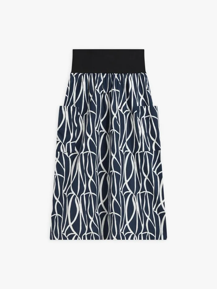 Women Agns B Skirts and Shorts Blue Cotton Geometric Print Matis Skirt