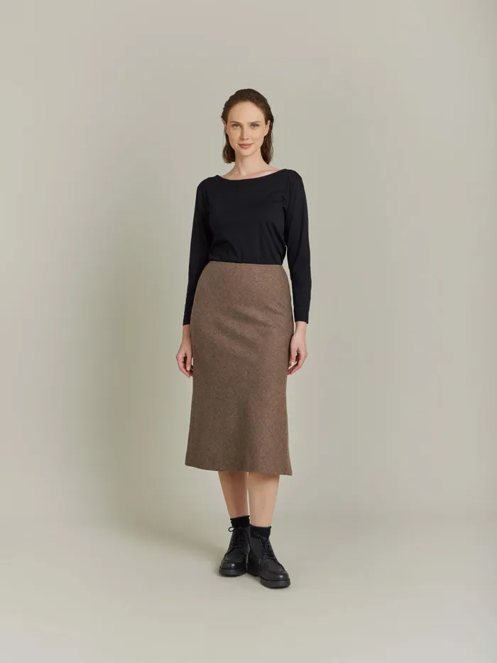 Women Agns B Skirts and Shorts Brown Shetland Wool Tulip Skirt