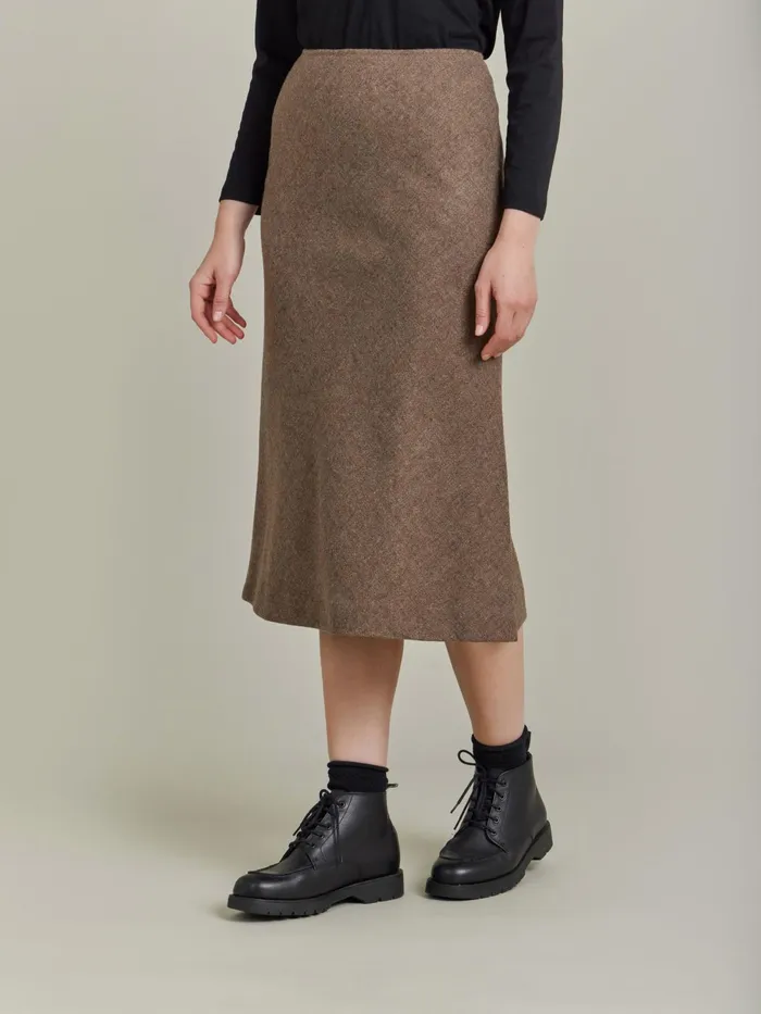 Women Agns B Skirts and Shorts Brown Shetland Wool Tulip Skirt