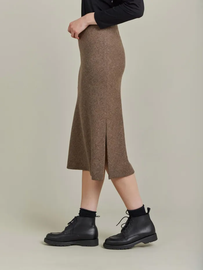 Women Agns B Skirts and Shorts Brown Shetland Wool Tulip Skirt