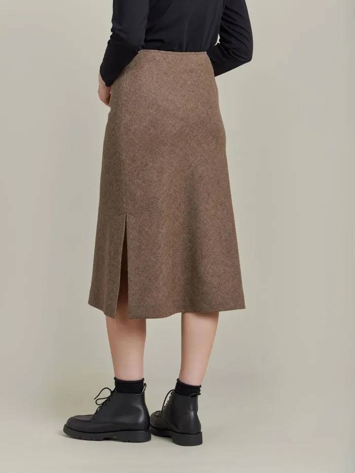 Women Agns B Skirts and Shorts Brown Shetland Wool Tulip Skirt