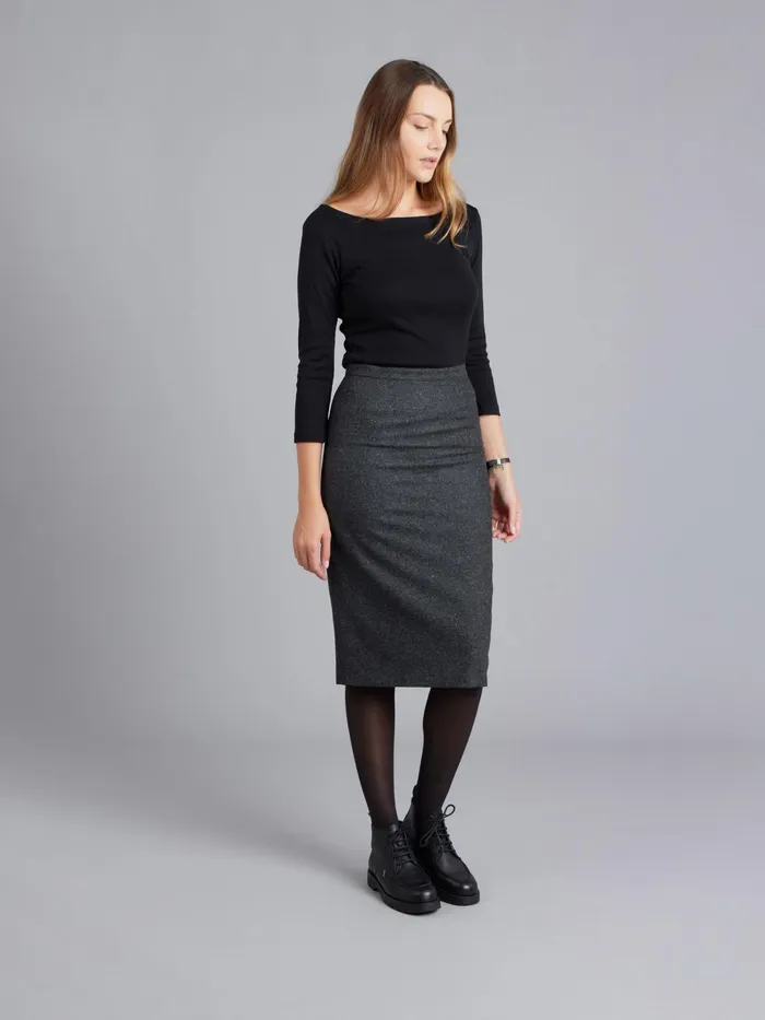 Women Agns B Skirts and Shorts Grey Tweed Woolen Fanny Pencil Skirt