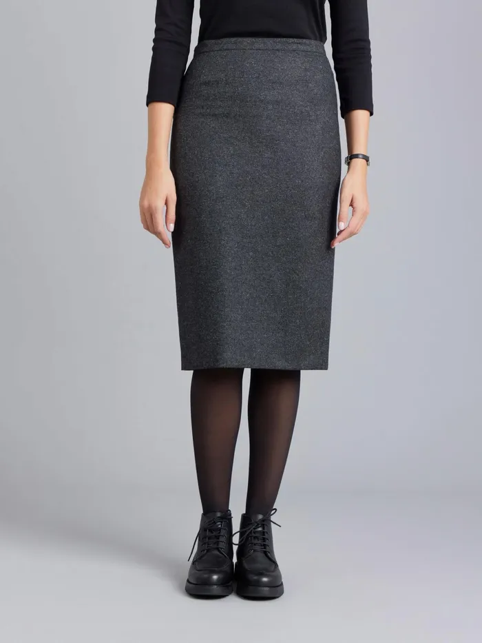 Women Agns B Skirts and Shorts Grey Tweed Woolen Fanny Pencil Skirt